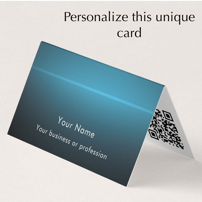 Modern Stylish Custom Text QR Code Technology Visitkort (Personalize this unique modern blue turquoise and black business card template. Add QR code.
)