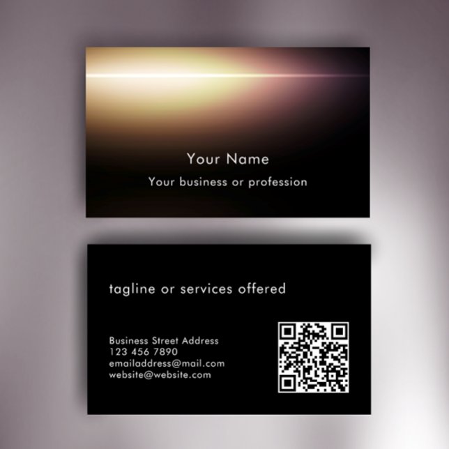 Modern Stylish Custom Text QR Code Technology Visitkort (Customize this unique template for an eye-catching modern black QR code professional business card.
)