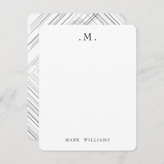Modern Stylish Geometric Lines Monogram Stationery Anteckningskort
