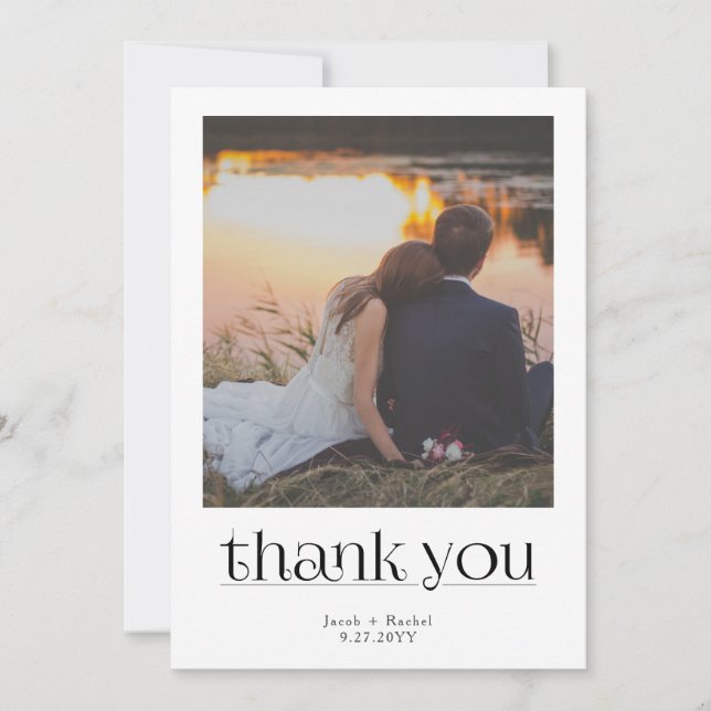 Modern Stylish Photo Wedding Thank You Meddelande (Framsida)
