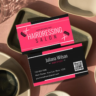 Modern Stylist Varumärke Lyx Rosa Hår Salong Visitkort