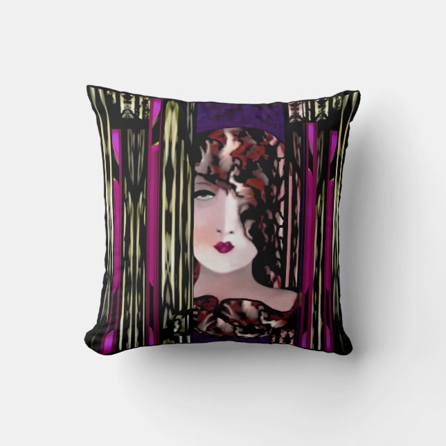 Modern subtil elegans kudder - lilor/rosor/svart kudde (Framsida)