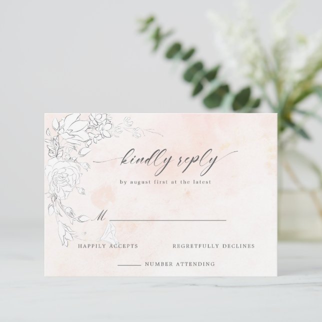 Modern subtil rosa blommig RSVP-kort OSA Kort (Stående Fram)