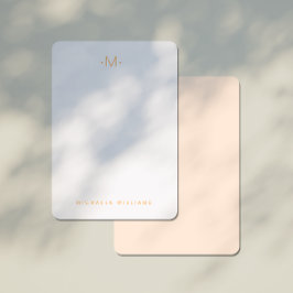 Modern subtle Monogrammed Initial & Namn Anteckningskort