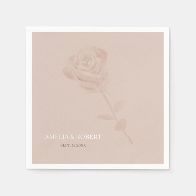 Modern subtle  Rosa Bröllop Pappersservett (Framsidan)