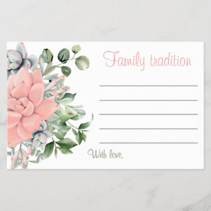 Modern Succulent Watercolor Coral Family Tradition Flygblad