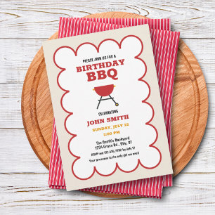 Modern Summer BBQ Grill Birthday Inbjudningar
