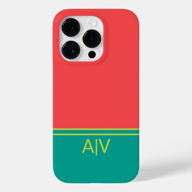 Modern Summer Coral Aquamarine Monogram (Baksida)