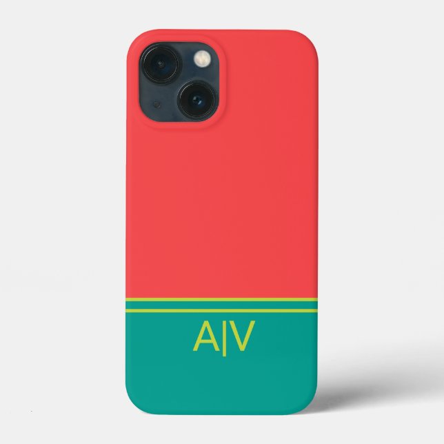 Modern Summer Coral Aquamarine Monogram (Baksida)