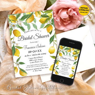 Modern Summer Lemon Boho Möhippa Inbjudningar