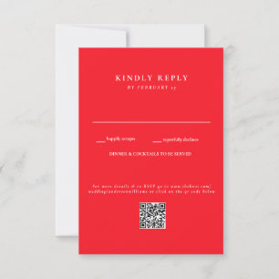 Modern Summer Red Bröllop QR Code OSA Kort