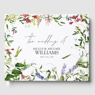 Modern Summer Wildblomcalligraphy Bröllop Gästböcker