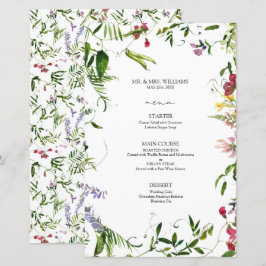 Modern Summer Wildblomcalligraphy Bröllop Menu