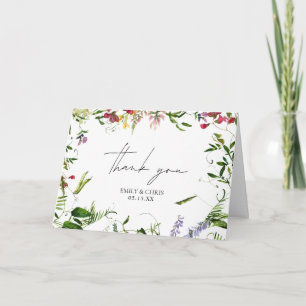 Modern Summer Wildblomma Bröllop Tack Kort