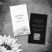 Modern Sunblommor Black White QR-kod Boho