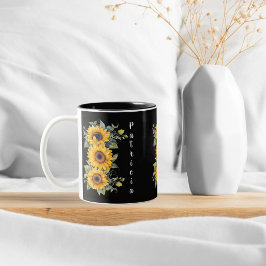 Modern Sunblommor Bright-Gult Två-Tonad Mugg