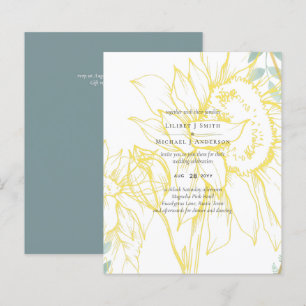 Modern Sunblommor Greenery Sage Guld Bröllop