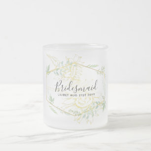Modern Sunblommor Greenery Sage Guld Bröllop Frostad Glasmugg