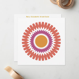 Modern Sunburst Flat Note Card i Red och Guld Anteckningskort