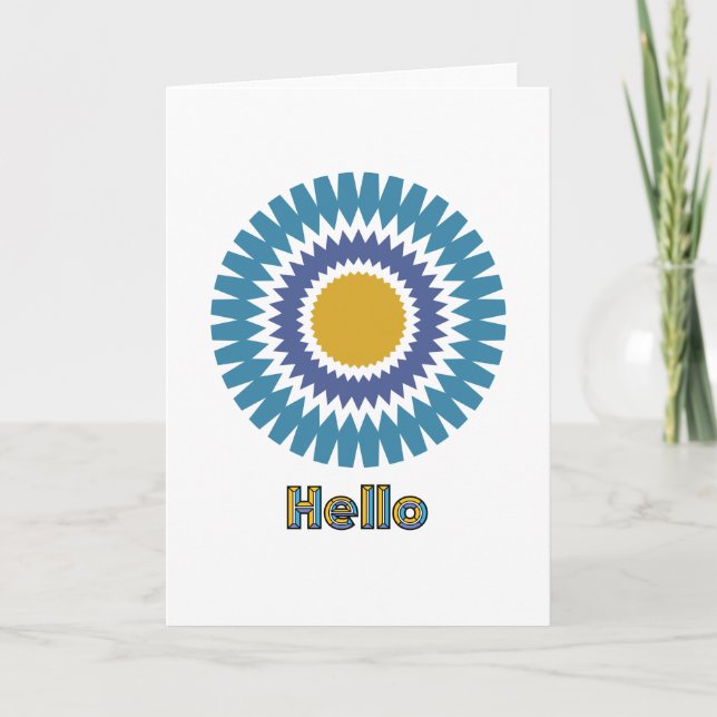 Modern Sunburst Note Card i Blue och Guld Anteckningskort (Framsida)