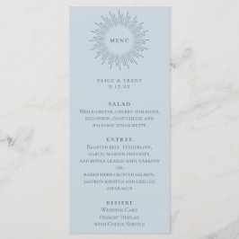 Modern Sunburst Pastel Blue Bröllop Meny