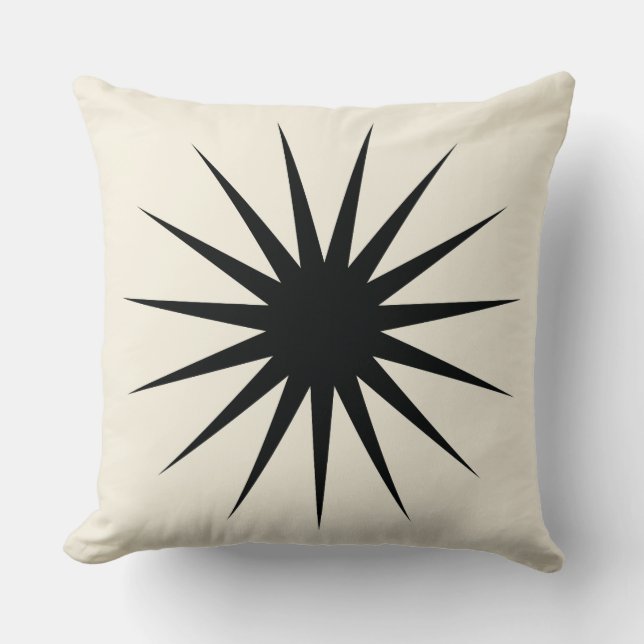 Modern Sunburst Throw Pillow in Black Kudde (Framsida)