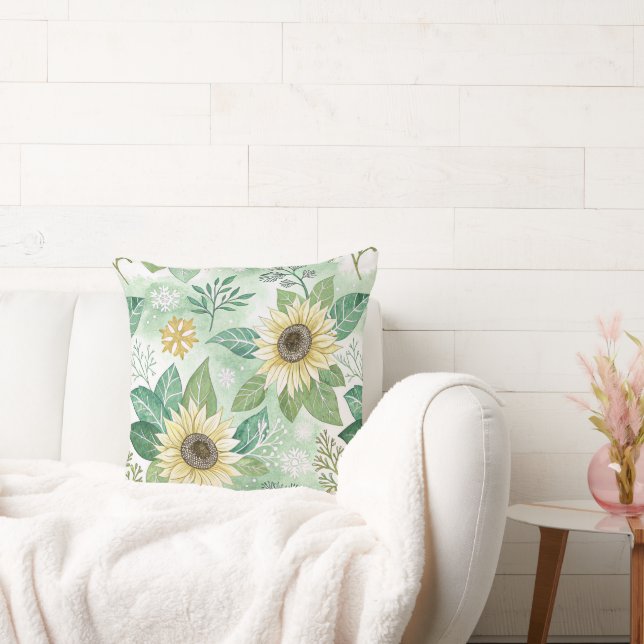 Modern  Sunflowers Winter pattern Kudde (Soffa)
