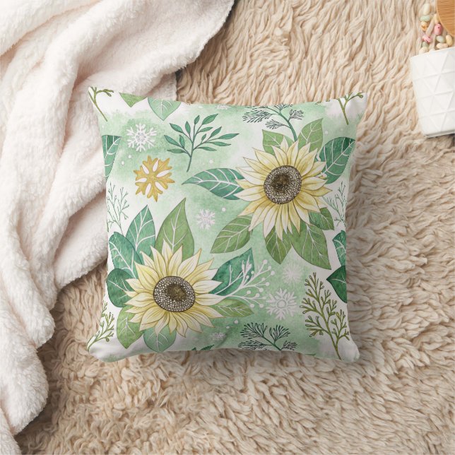Modern  Sunflowers Winter pattern Kudde (Filt)