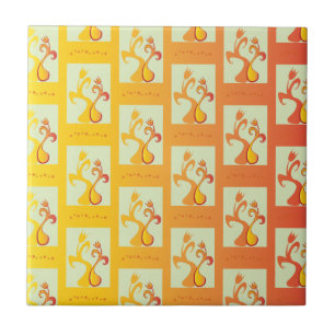 Modern Sunny gult Tulip illustration Kakelplatta