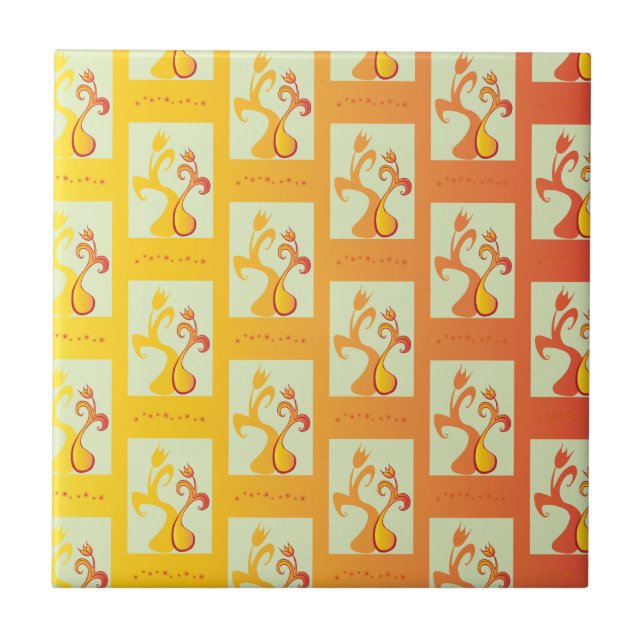Modern Sunny gult Tulip illustration Kakelplatta (Framsidan)