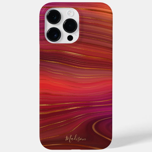 Modern Sunrise Marble Agate Mönster med Namn (Baksida)