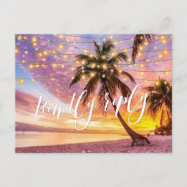 Modern Sunset Beach and Stars Summer Bröllop OSA Inbjudan Vykort