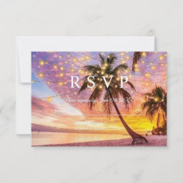 Modern Sunset Beach and Stars Summer Bröllop OSA Kort