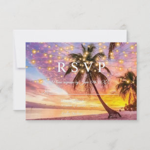 Modern Sunset Beach and Stars Summer Bröllop OSA Kort