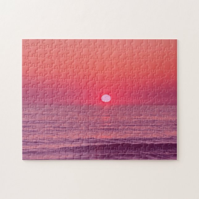 Modern Sunset Beach Gradient Pink Pussel (Horisontell)