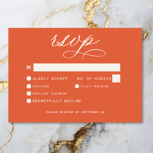 Modern Sunset Orange Script Minimal Bröllop OSA Kort