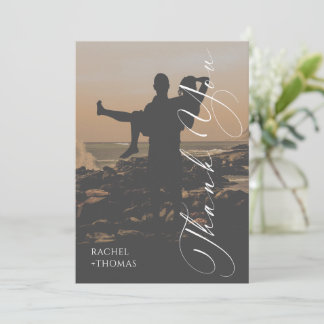 Modern Sunset Silhouette Wedding Thank You Card Tack Kort