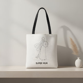 Modern Super Mamma Krigarkrig Linje Konst Tygkasse