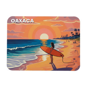 Modern surfare solnedgång Oaxaca Mexiko Magnet