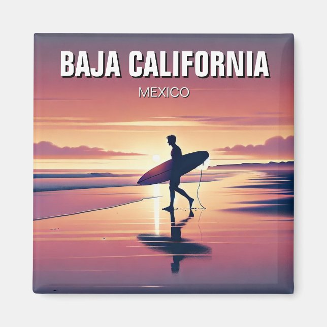 Modern Surfer Sunset Baja California Magnet (Framsidan)