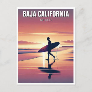 Modern Surfer Sunset Baja California Vykort