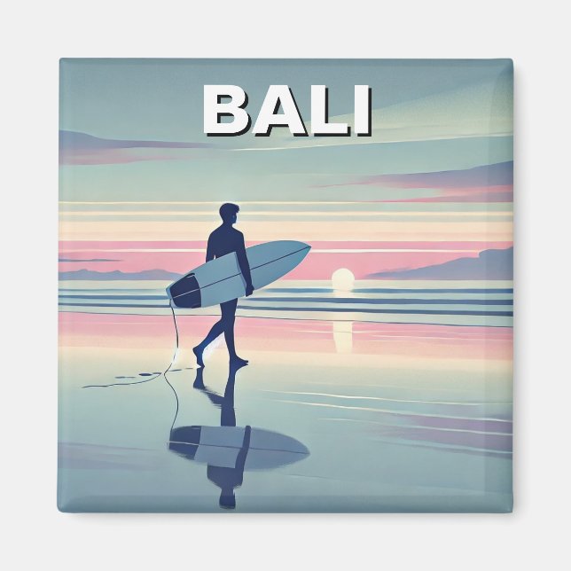Modern Surfer Sunset Bali Indonesien Magnet (Framsidan)