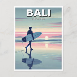 Modern Surfer Sunset Bali Indonesien Vykort