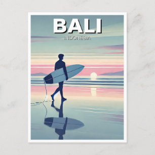 Modern Surfer Sunset Bali Indonesien Vykort