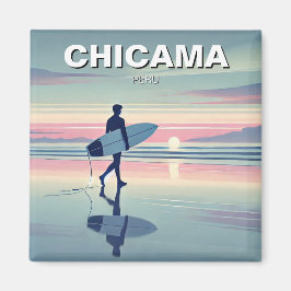 Modern Surfer Sunset Chicama Peru Magnet