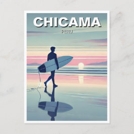 Modern Surfer Sunset Chicama Peru Vykort