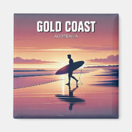 Modern Surfer Sunset Guld Kusten Australien Magnet