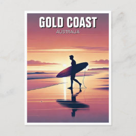 Modern Surfer Sunset Guld Kusten Australien Vykort