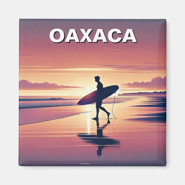 Modern Surfer Sunset Oaxaca Mexiko Magnet (Framsidan)