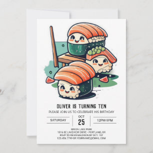 Modern Sushi Birthday Inbjudningar